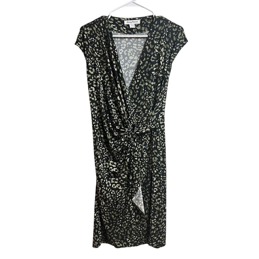 Tommy Bahama Wild One Faux Wrap Dress Black Tan Small - Picture 1 of 9